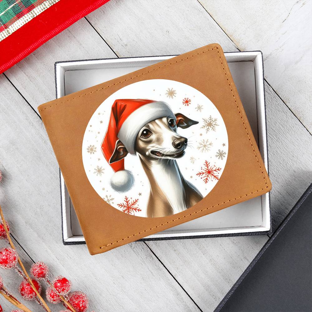 Christmas Dog - Italian Greyhound - Leather Wallet