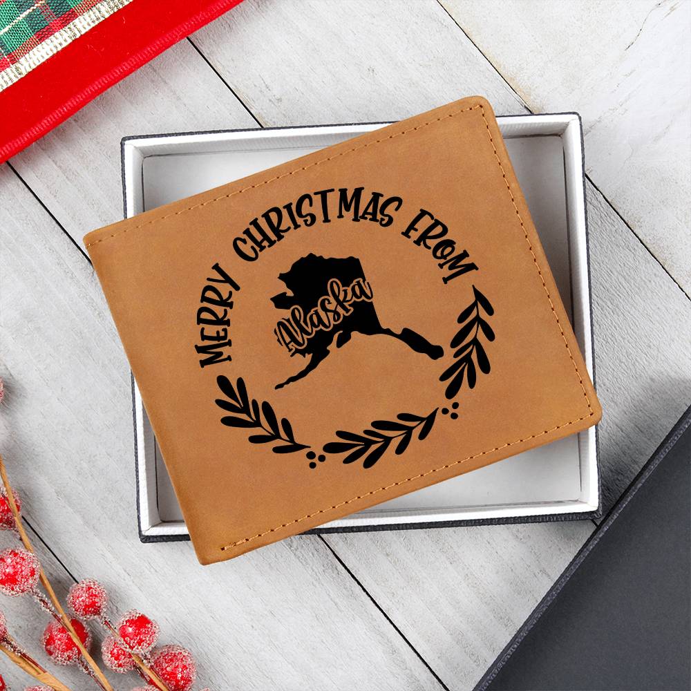 Merry Christmas From Alaska - Leather Wallet