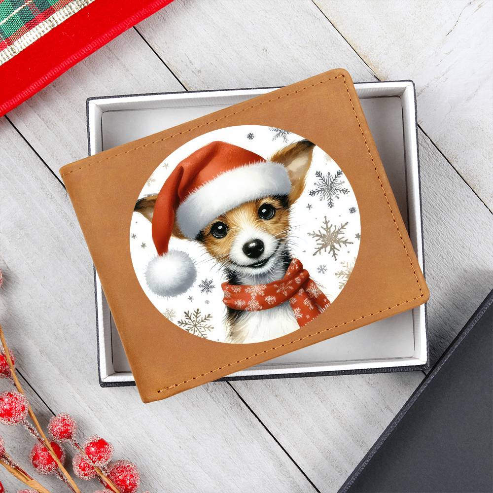 Christmas Dog - Toy Fox Terrier - Leather Wallet
