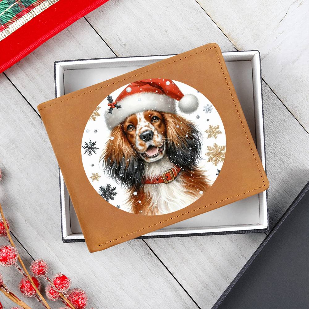 Christmas Dog - Sussex Spaniel - Leather Wallet