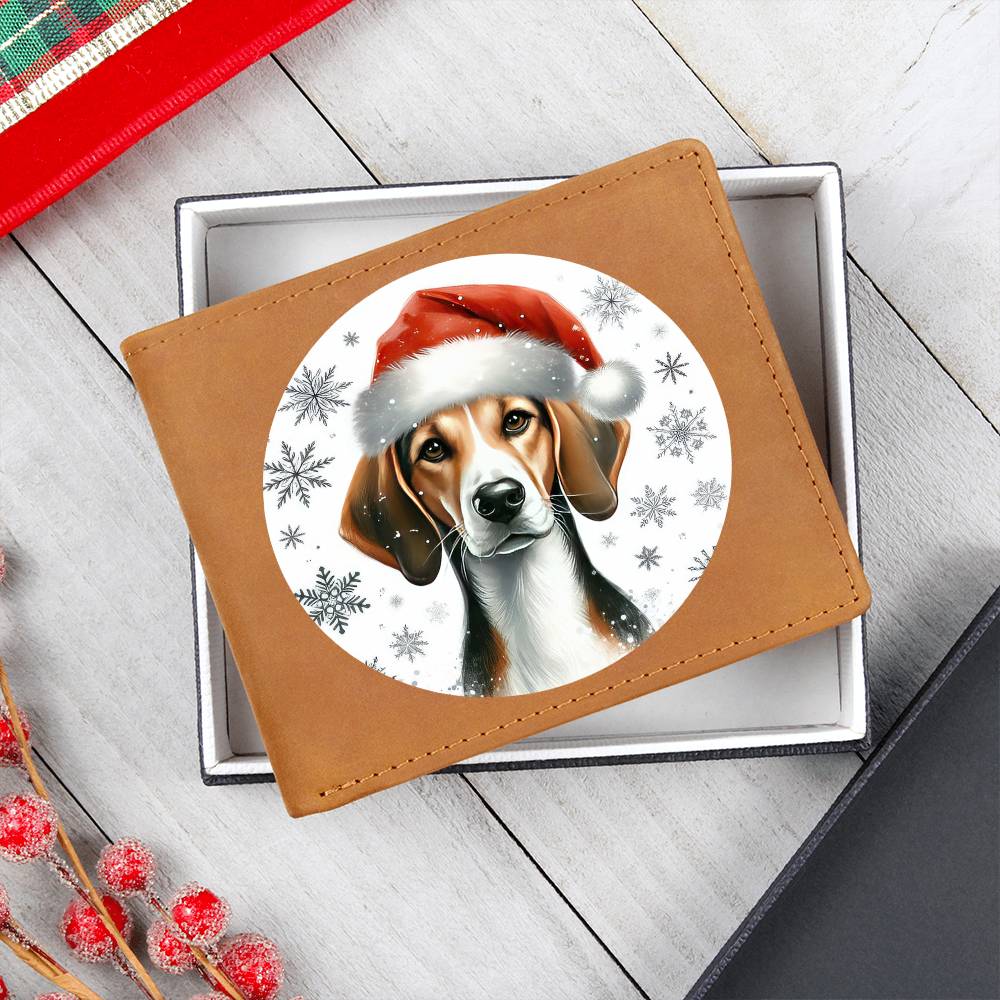 Christmas Dog - American Foxhound  - Leather Wallet