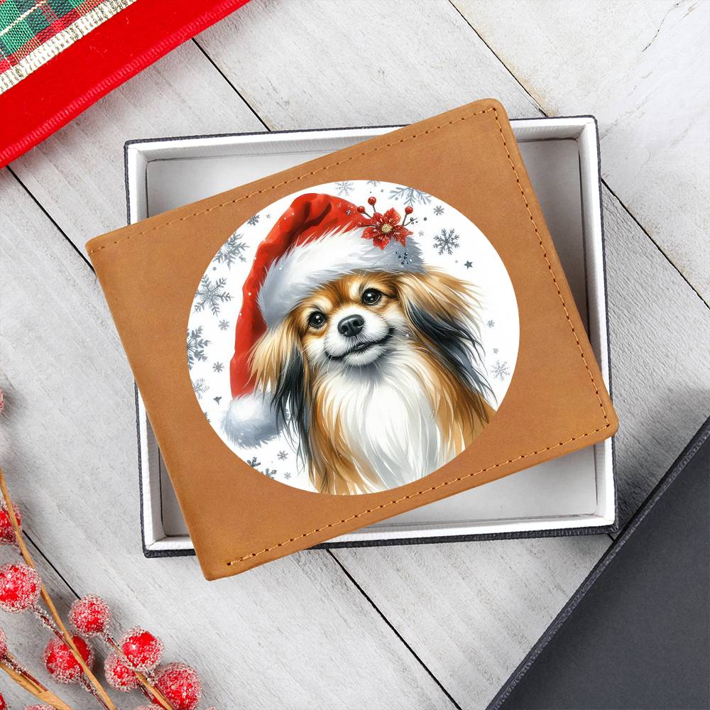 Christmas Dog - Tibetan Spaniel - Leather Wallet