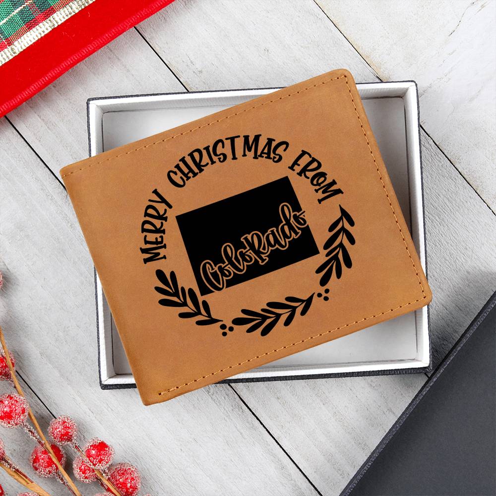 Merry Christmas From Colorado - Leather Wallet