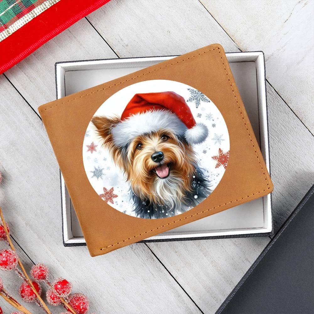 Christmas Dog - Australian Terrier - Leather Wallet