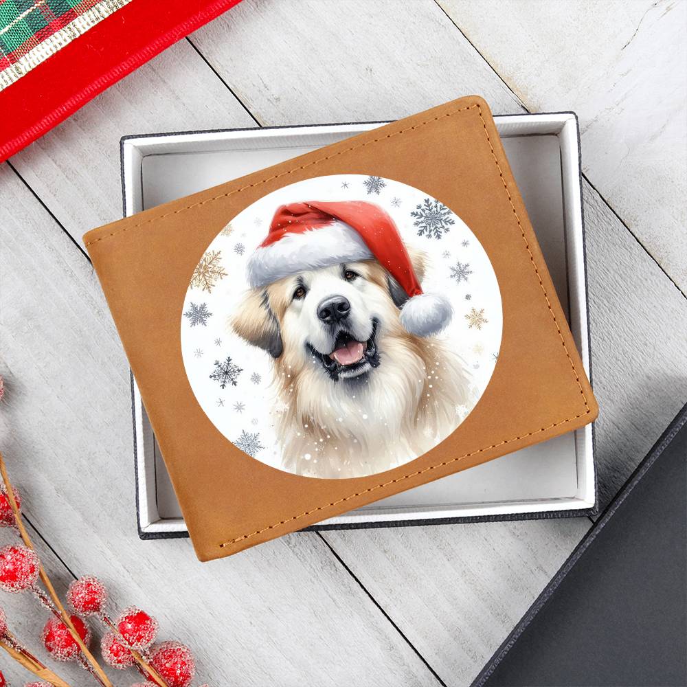 Christmas Dog - Great Pyrenees - Leather Wallet