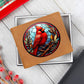 Christmas Red Cardinal Stained Glass Design 005 - Leather Wallet