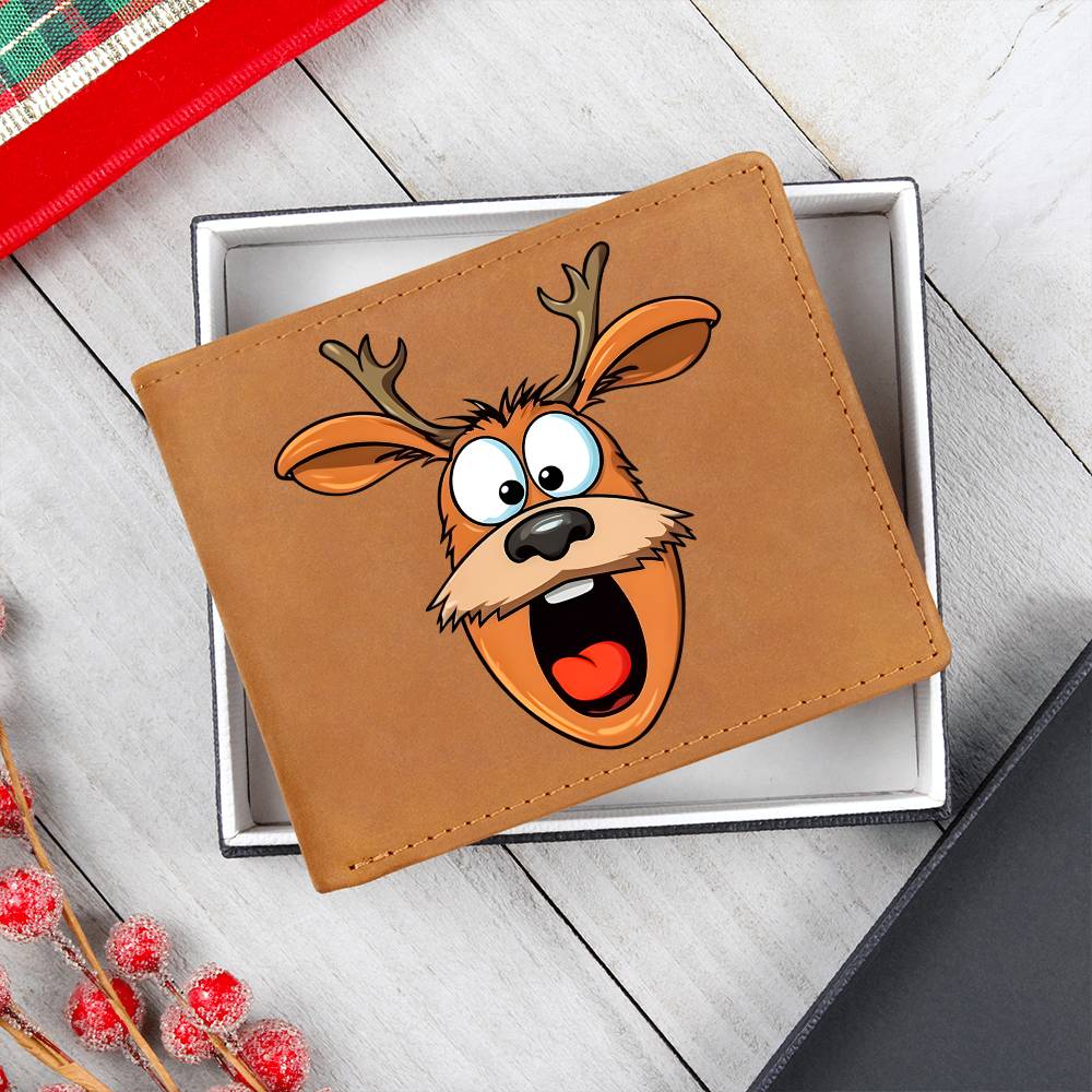 Funny Reindeer Face 09 - Leather Wallet