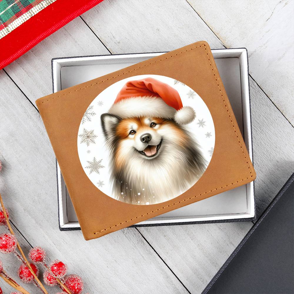Christmas Dog - Finnish Lapphund - Leather Wallet