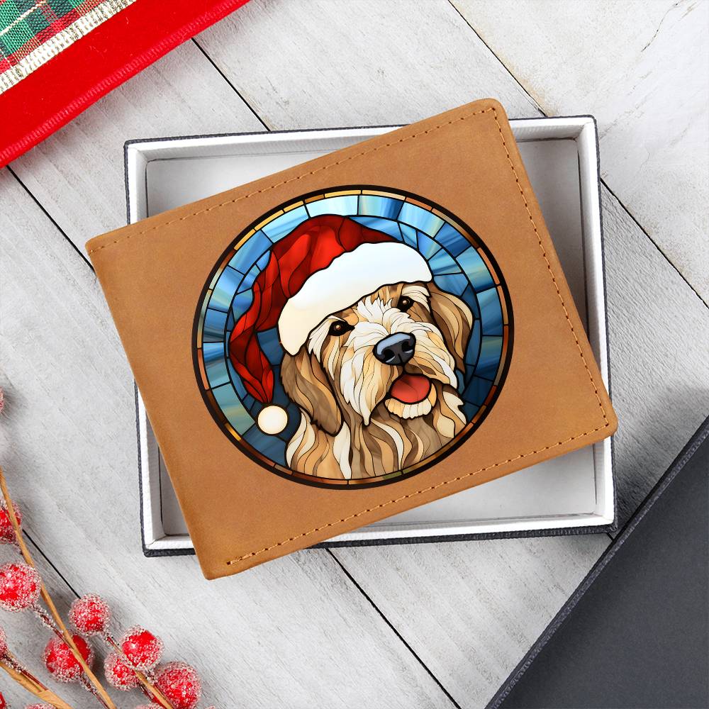 Dog Stained Glass Christmas Design 028 - Leather Wallet