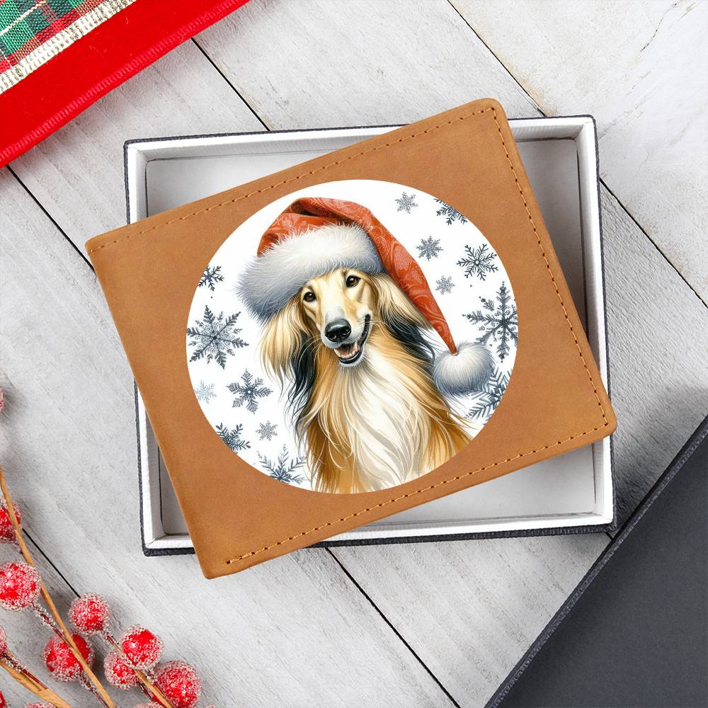 Christmas Dog - Saluki - Leather Wallet