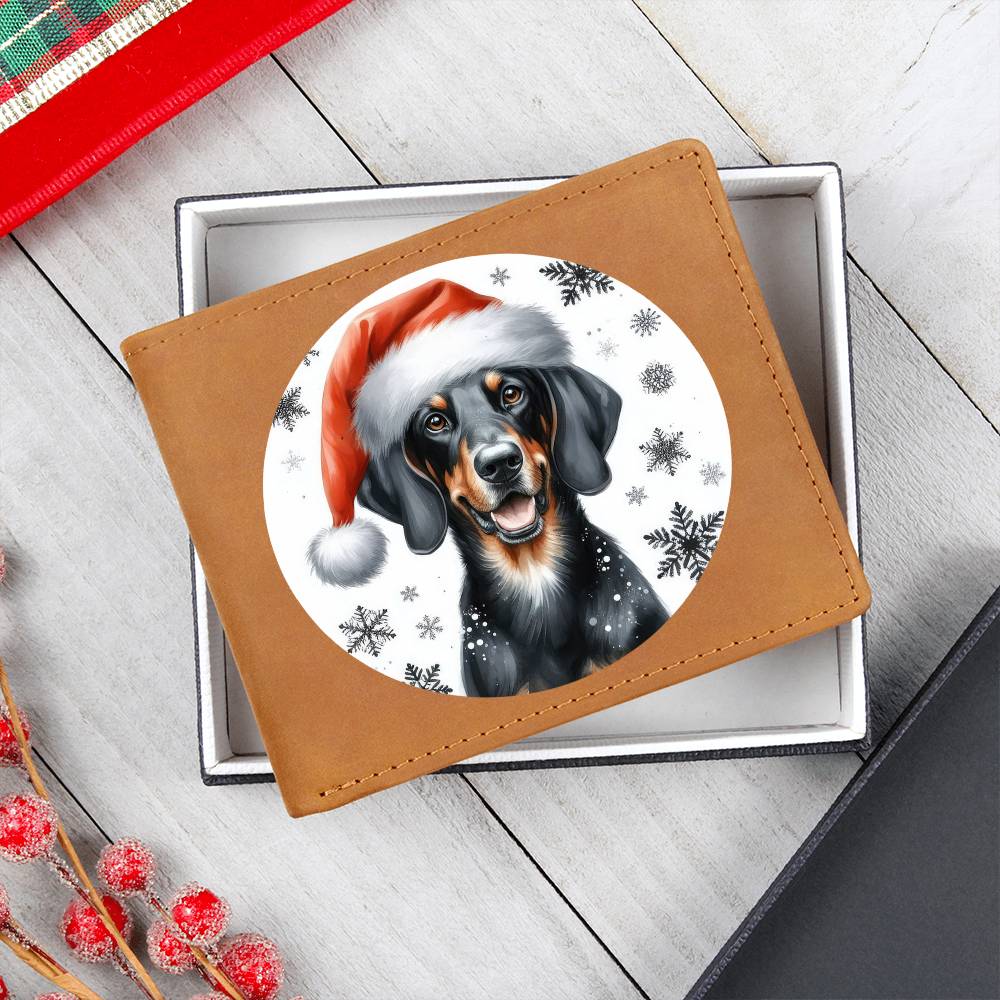 Christmas Dog - Austrian Black and Tan Hound - Leather Wallet