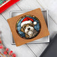 Dog Stained Glass Christmas Design 009 - Leather Wallet