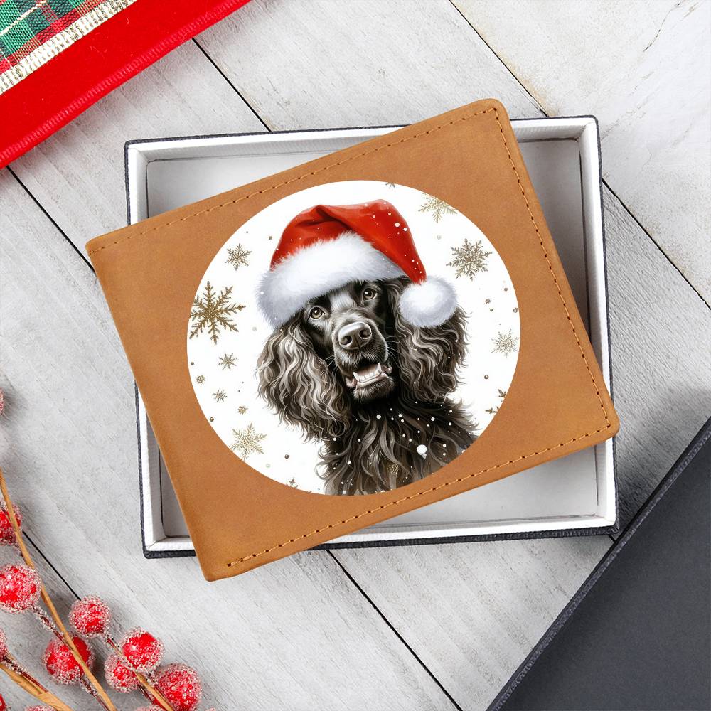 Christmas Dog - Irish Water Spaniel - Leather Wallet