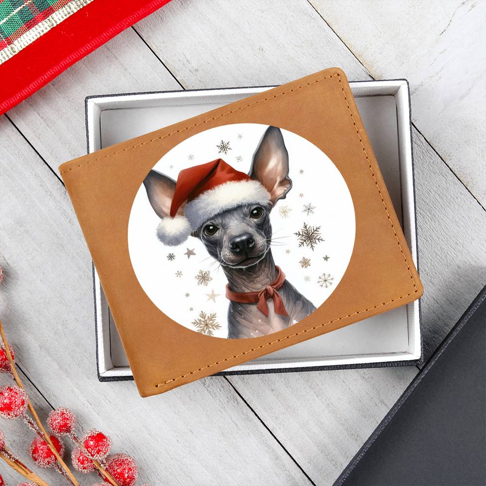 Christmas Dog - Xoloitzcuintli - Leather Wallet