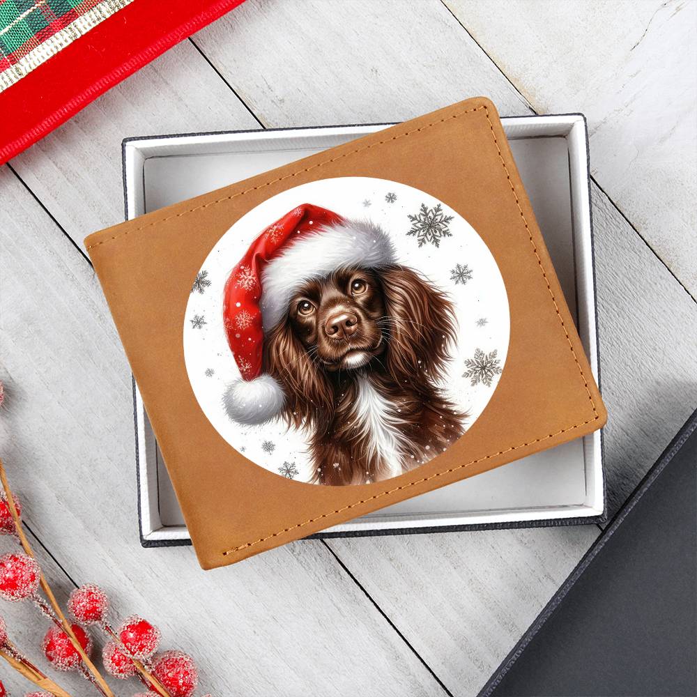 Christmas Dog - Boykin Spaniel - Leather Wallet