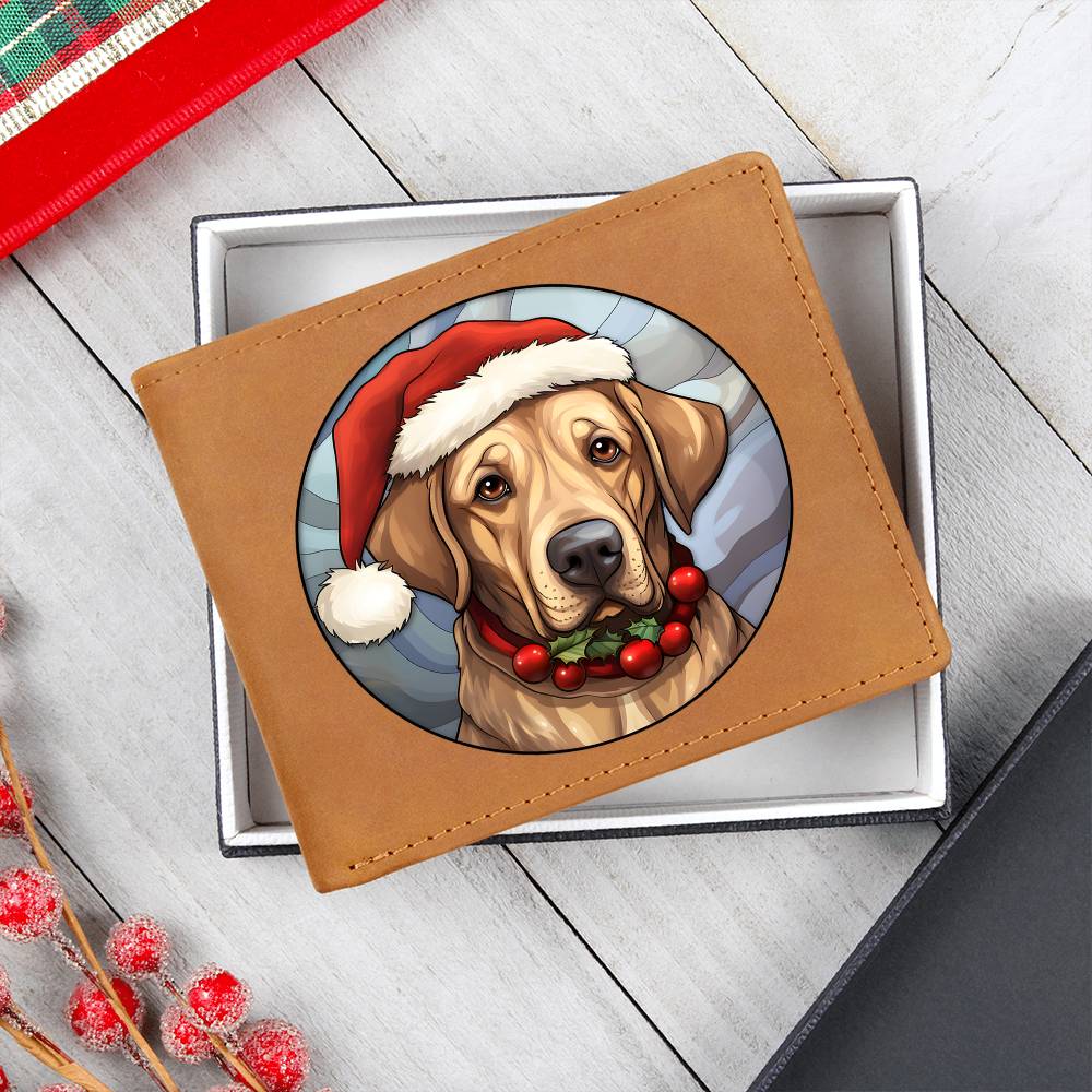 Dog Stained Glass Christmas Design 003 - Leather Wallet