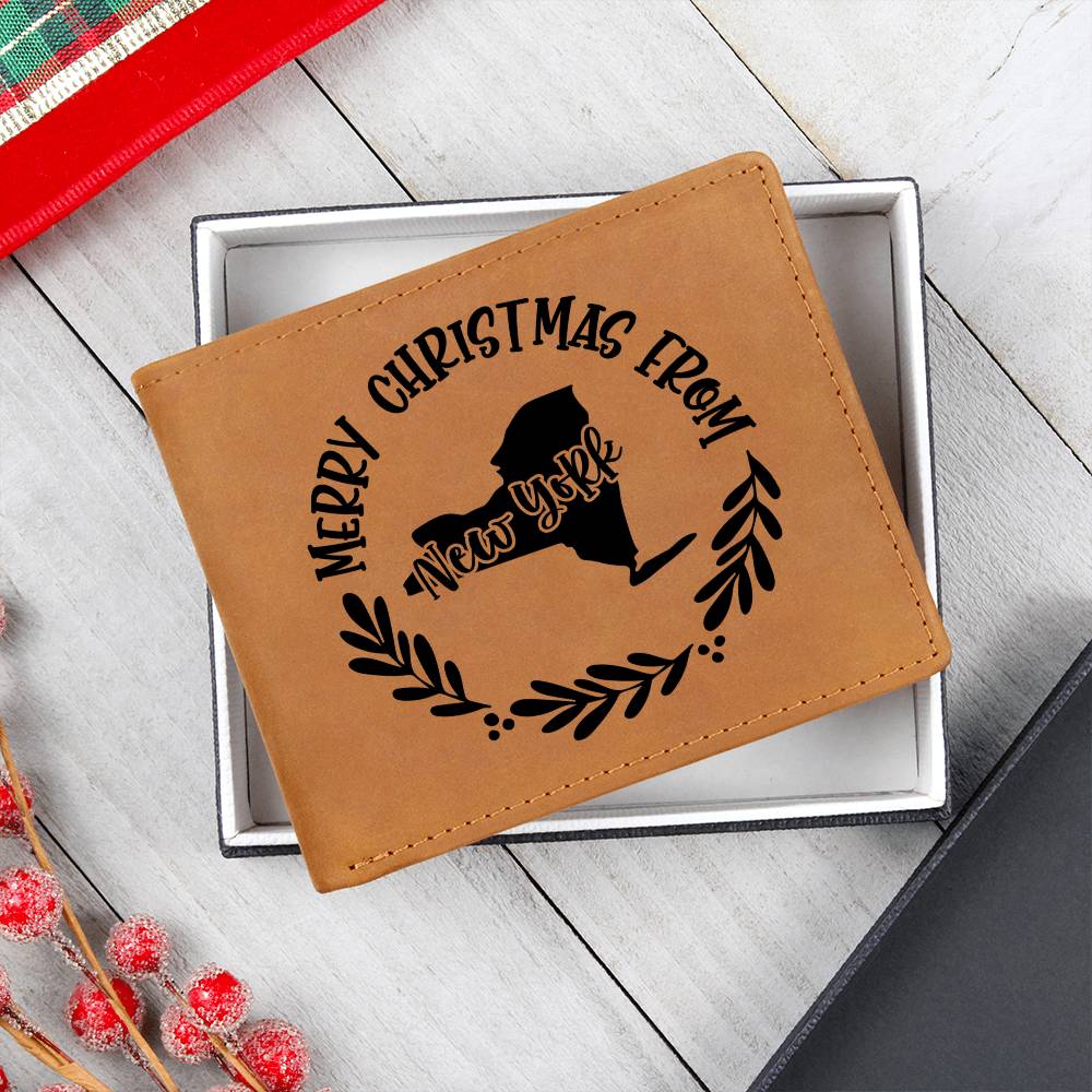 Merry Christmas From New York - Leather Wallet