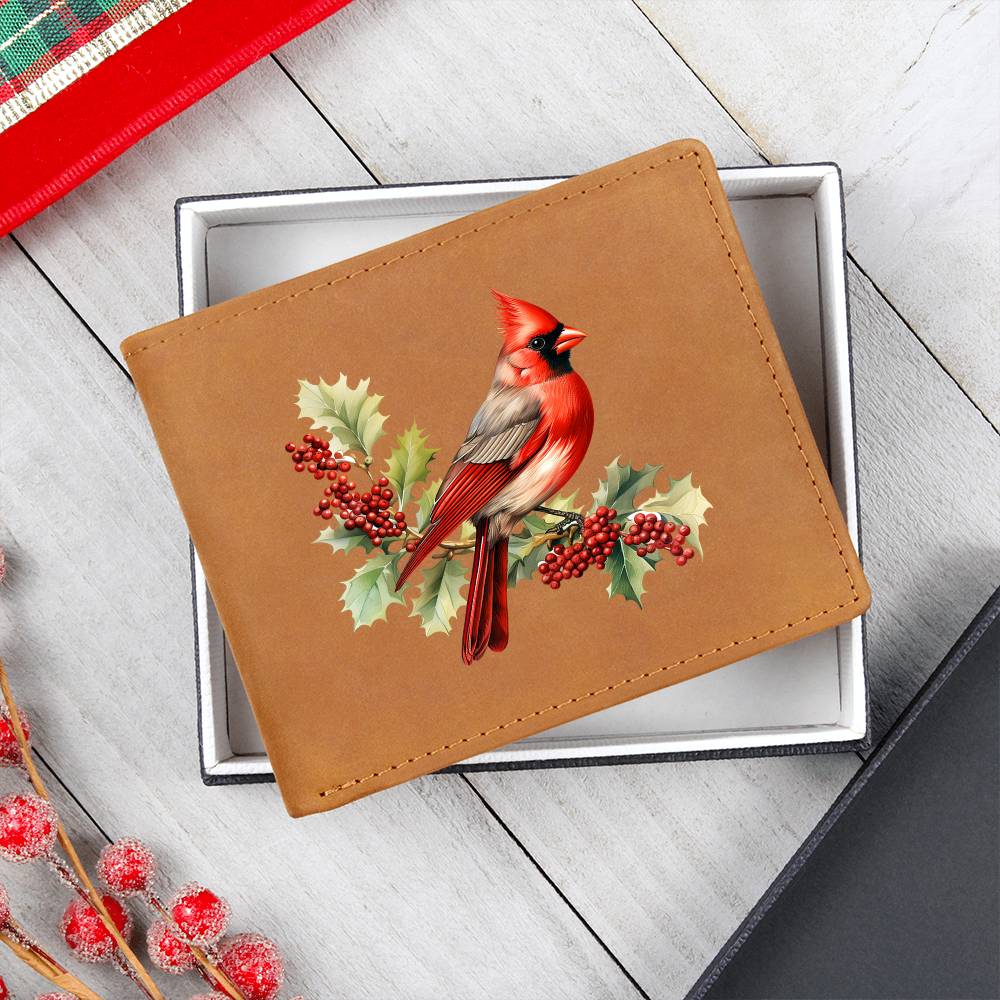 Christmas Cardinal 002 - Leather Wallet