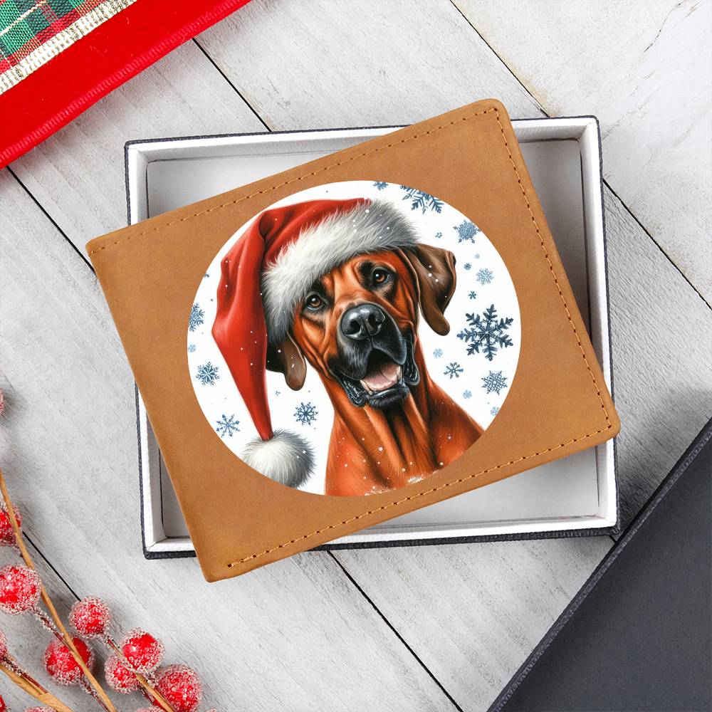 Christmas Dog - Rhodesian Ridgeback - Leather Wallet