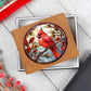 Christmas Red Cardinal Stained Glass Design 031 - Leather Wallet