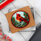 Christmas Red Cardinal Stained Glass Design 023 - Leather Wallet