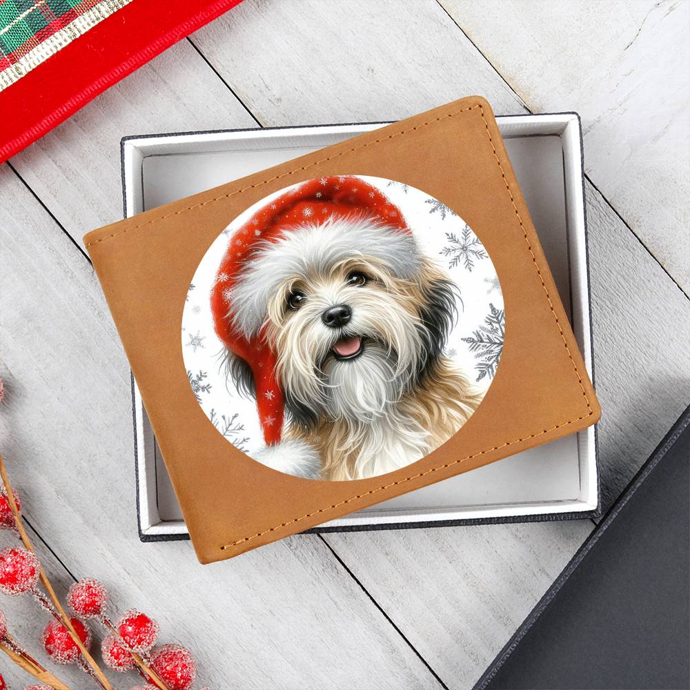 Christmas Dog - Dandie Dinmont Terrier - Leather Wallet