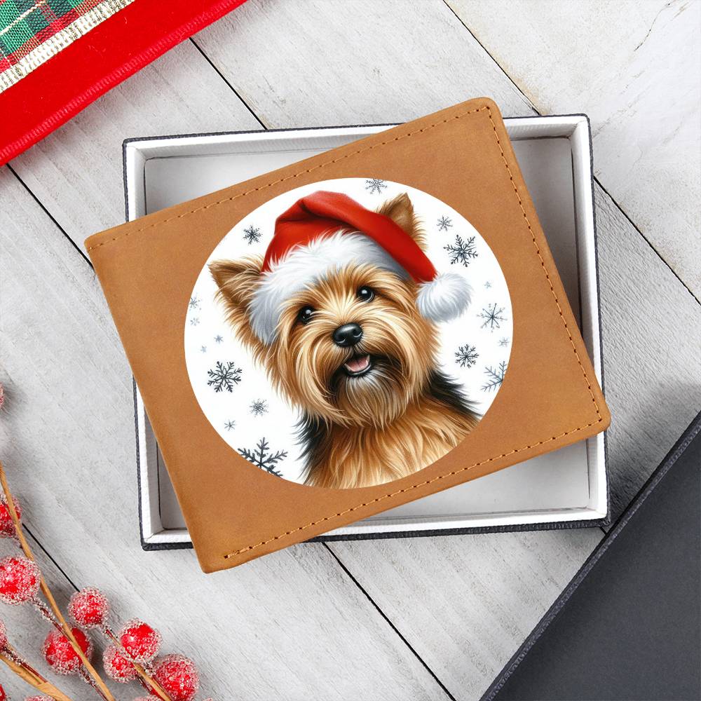 Christmas Dog - Norfolk Terrier - Leather Wallet