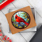 Christmas Red Cardinal Stained Glass Design 002 - Leather Wallet