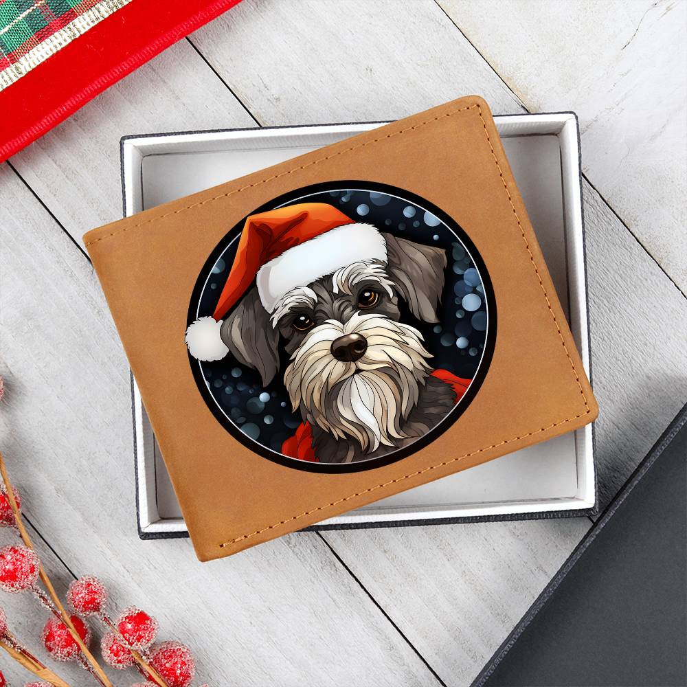 Dog Stained Glass Christmas Design 018 - Leather Wallet