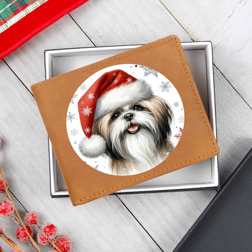 Christmas Dog - Shih Tzu - Leather Wallet