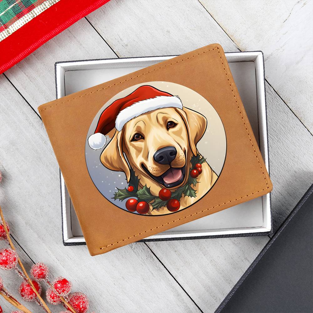 Dog Stained Glass Christmas Design 029 - Leather Wallet