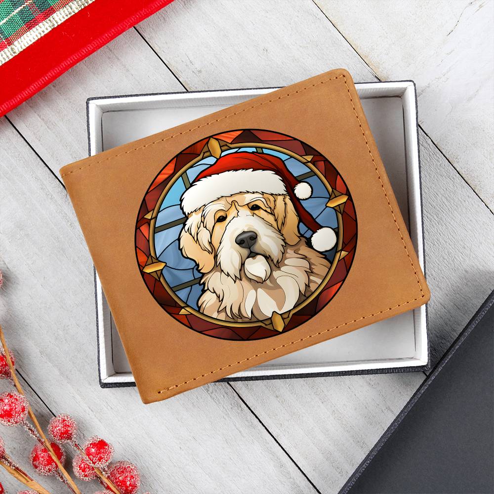 Dog Stained Glass Christmas Design 025 - Leather Wallet