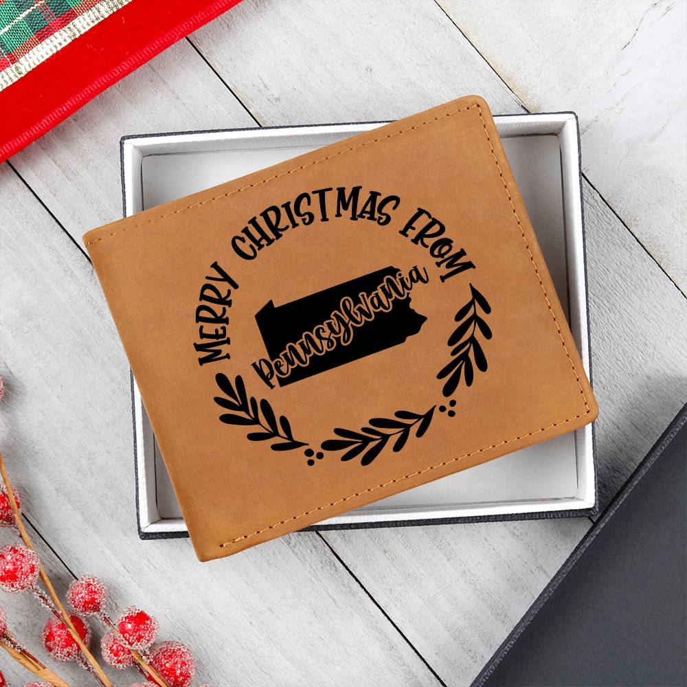 Merry Christmas From Pennsylvania - Leather Wallet