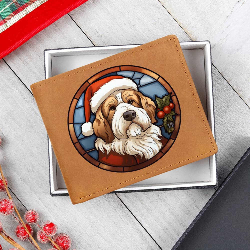 Dog Stained Glass Christmas Design 034 - Leather Wallet