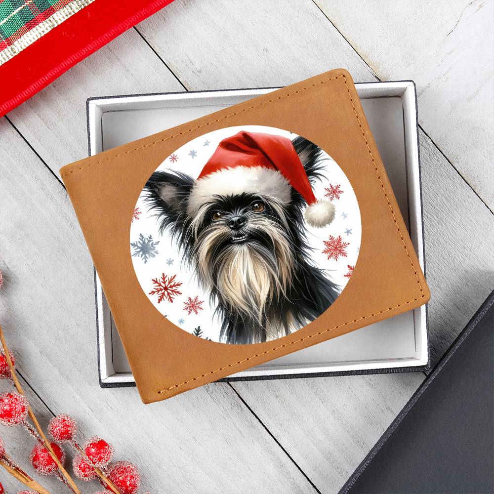 Christmas Dog - Affenpinscher - Leather Wallet