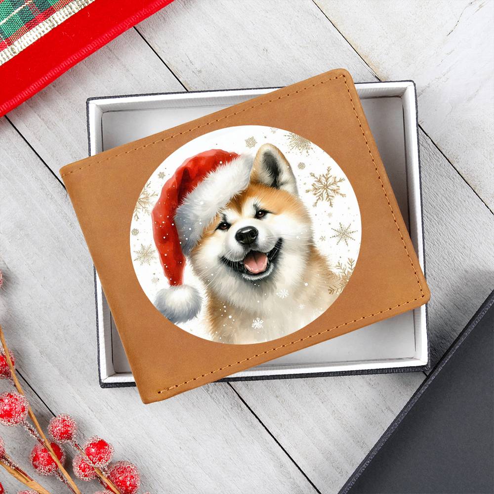 Christmas Dog - Akita - Leather Wallet