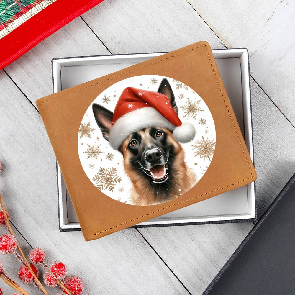 Christmas Dog - Belgian Malinois - Leather Wallet