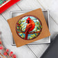 Christmas Red Cardinal Stained Glass Design 003 - Leather Wallet