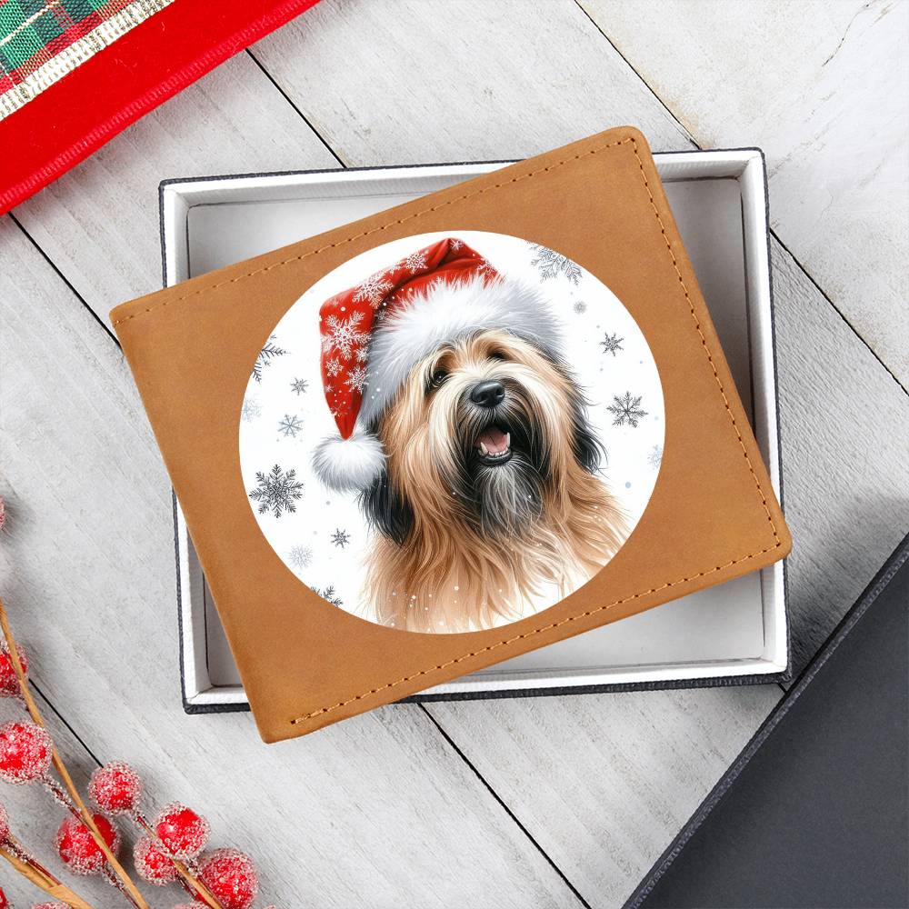 Christmas Dog - Briard - Leather Wallet