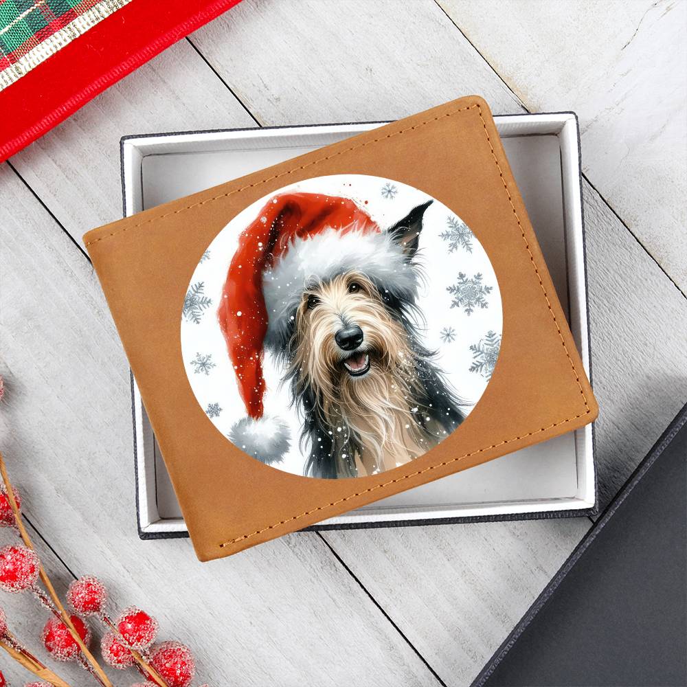 Christmas Dog - Scottish Deerhound - Leather Wallet
