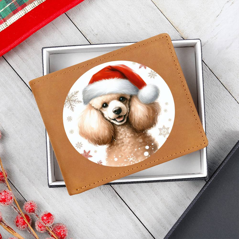Christmas Dog - Poodle - Leather Wallet