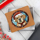 Dog Stained Glass Christmas Design 004 - Leather Wallet