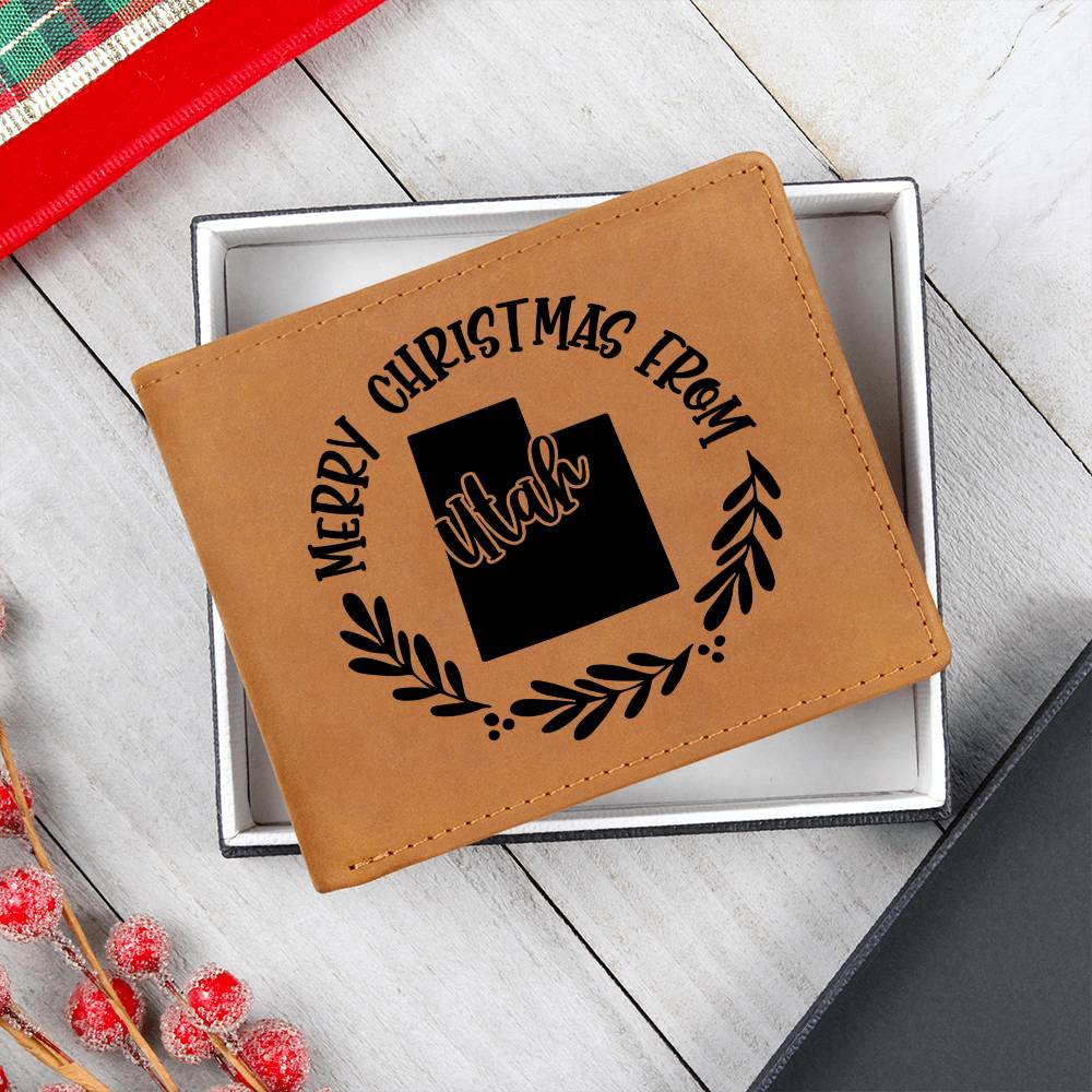 Merry Christmas From Utah - Leather Wallet
