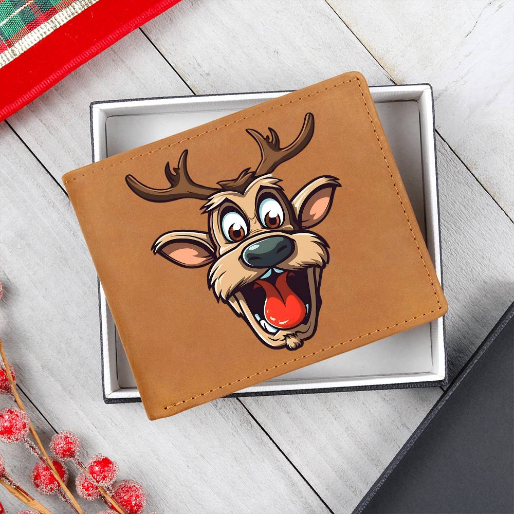 Funny Reindeer Face 15 - Leather Wallet