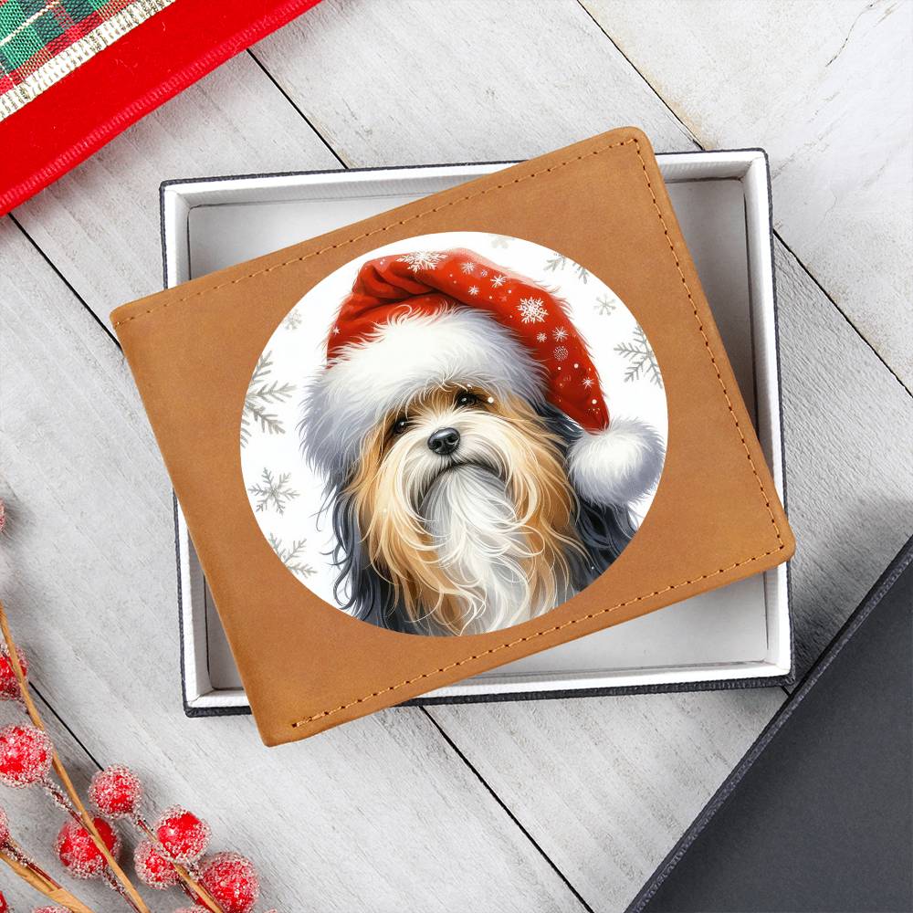 Christmas Dog - Lowchen - Leather Wallet