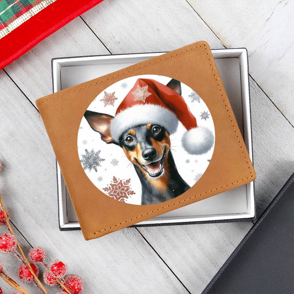 Christmas Dog - Manchester Terrier - Leather Wallet