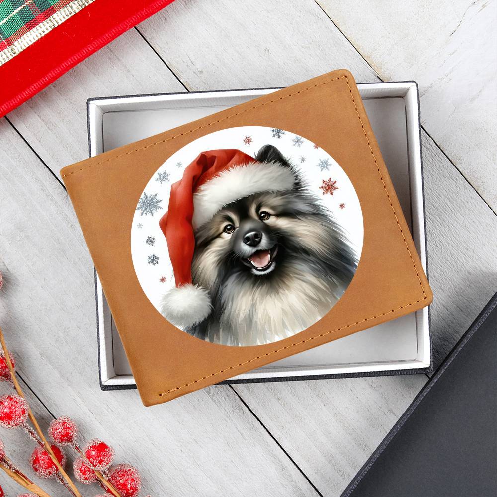 Christmas Dog - Keeshond - Leather Wallet