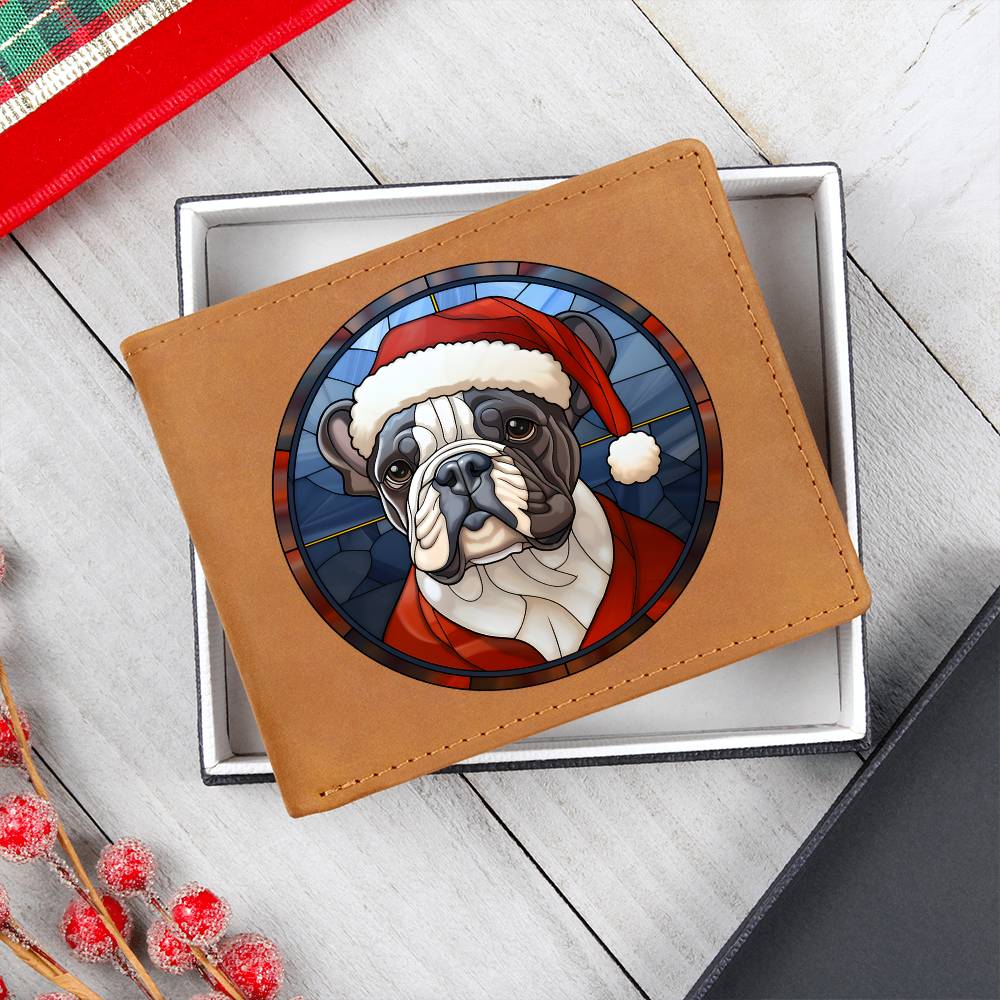 Dog Stained Glass Christmas Design 030 - Leather Wallet