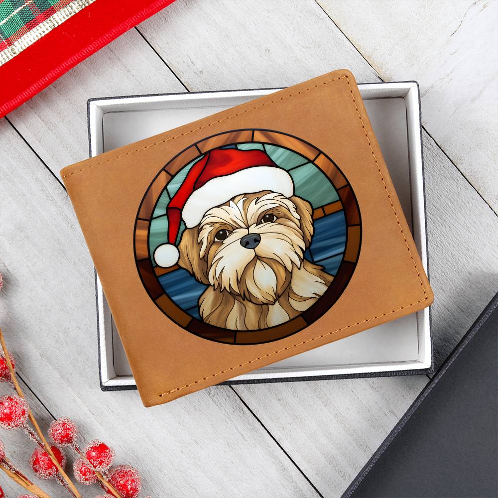 Dog Stained Glass Christmas Design 002 - Leather Wallet
