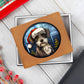 Dog Stained Glass Christmas Design 026 - Leather Wallet